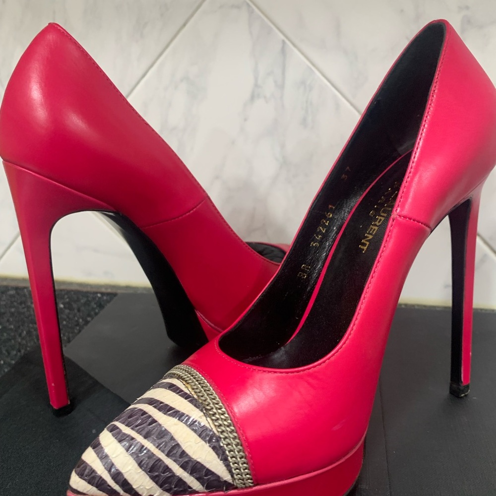 HOT PINK Zebra YSL PUMPS